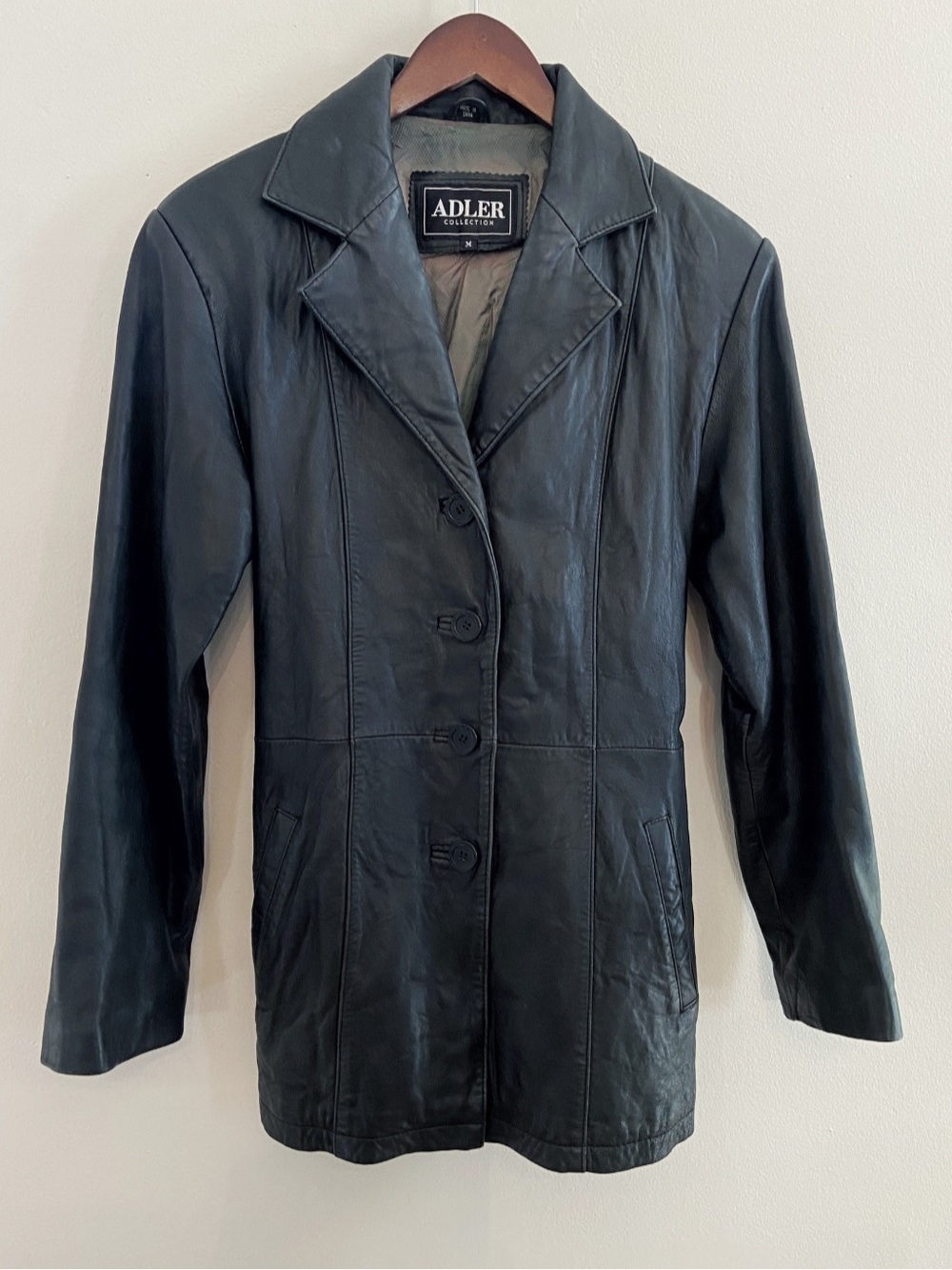 Vintage Adler Collection Black Leather 00s Blazer Jacket